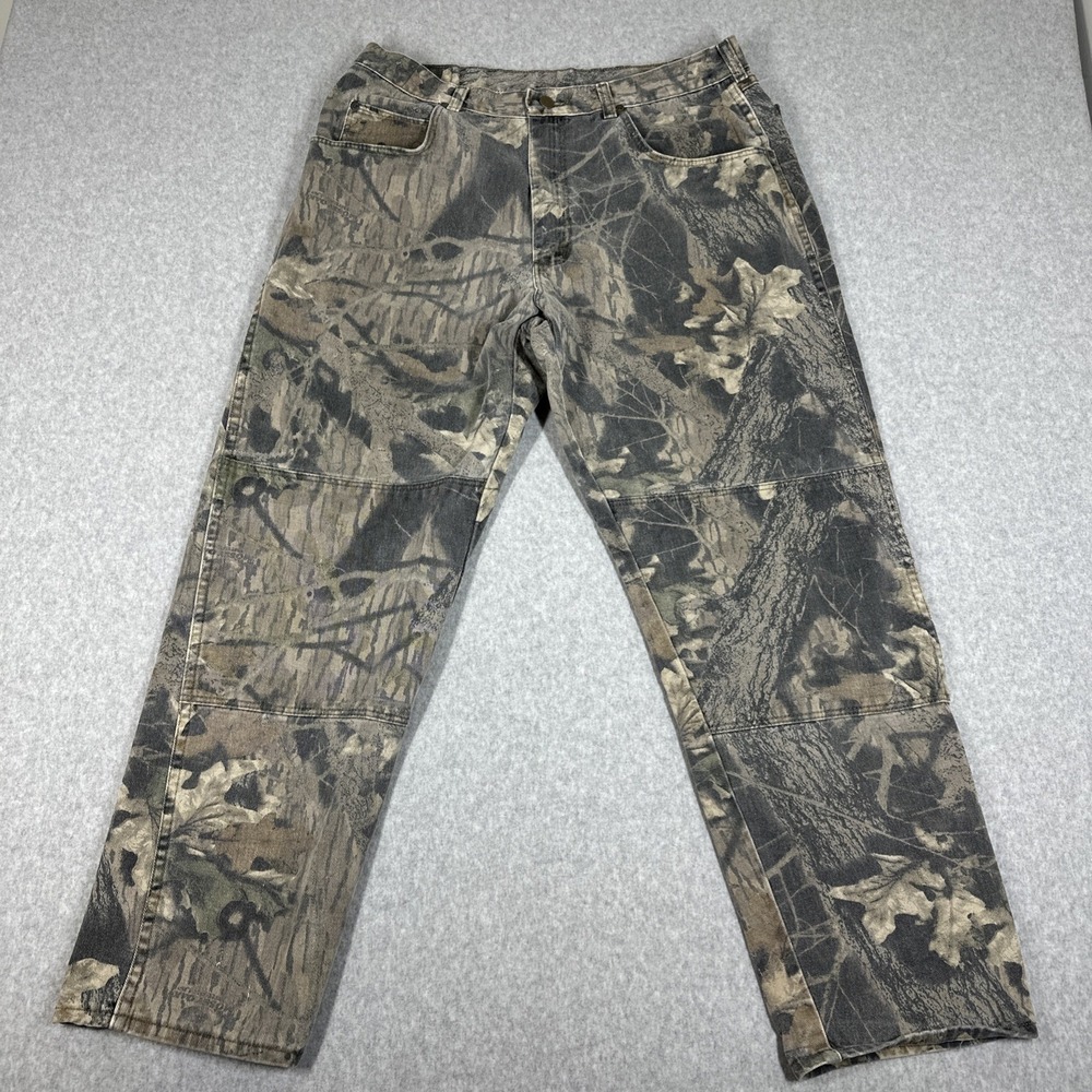 Wrangler Vintage Camo Mossy Oak Double knee Canvas pants Men's 36x32 (fit 34x31)